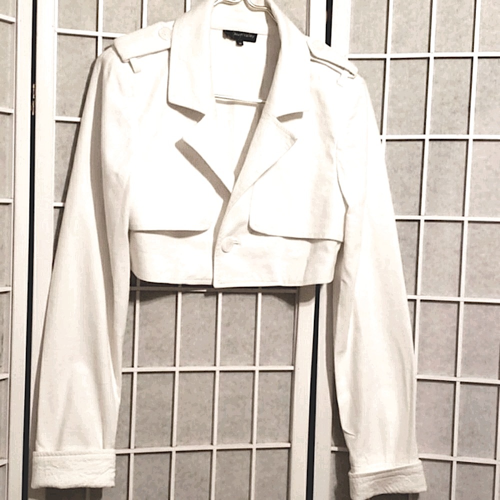 ALVIN VALLEY WHITE LINEN CROP JACKET SZ 38